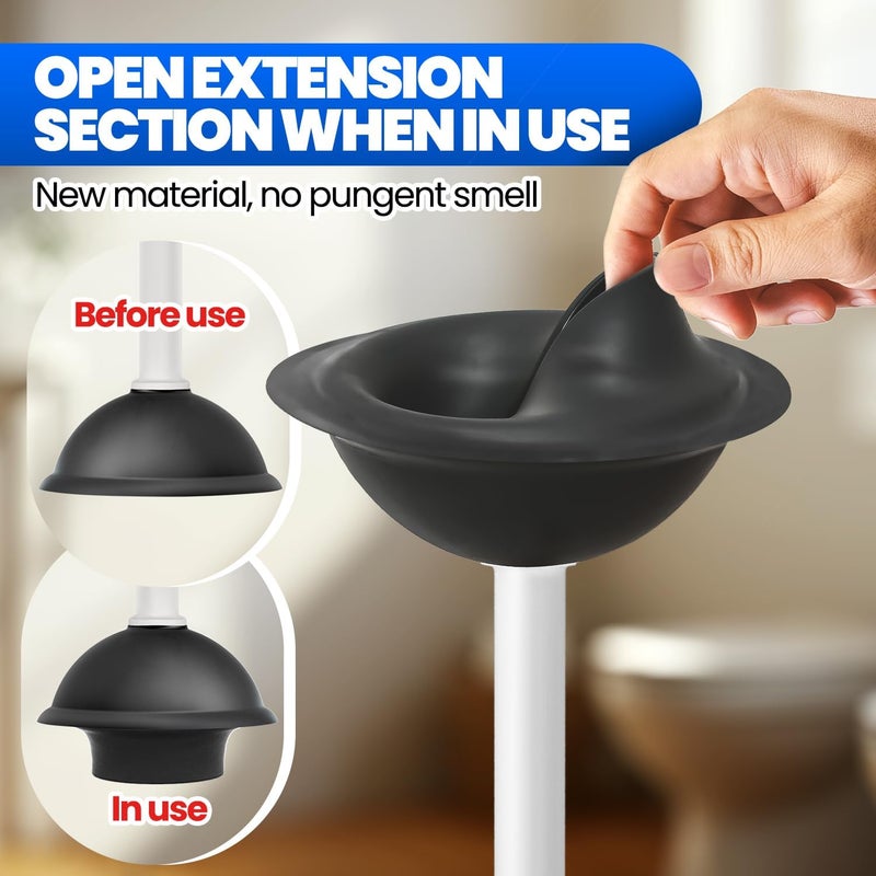 Denvlex Toilet Plunger with Holder, Heavy Duty Plunger and Holder Combo for Bathroom Cleaning, Bathroom Decor, Bathroom Accessories, Toilet Bowl Cleaners, 19-Inch White - Image 3